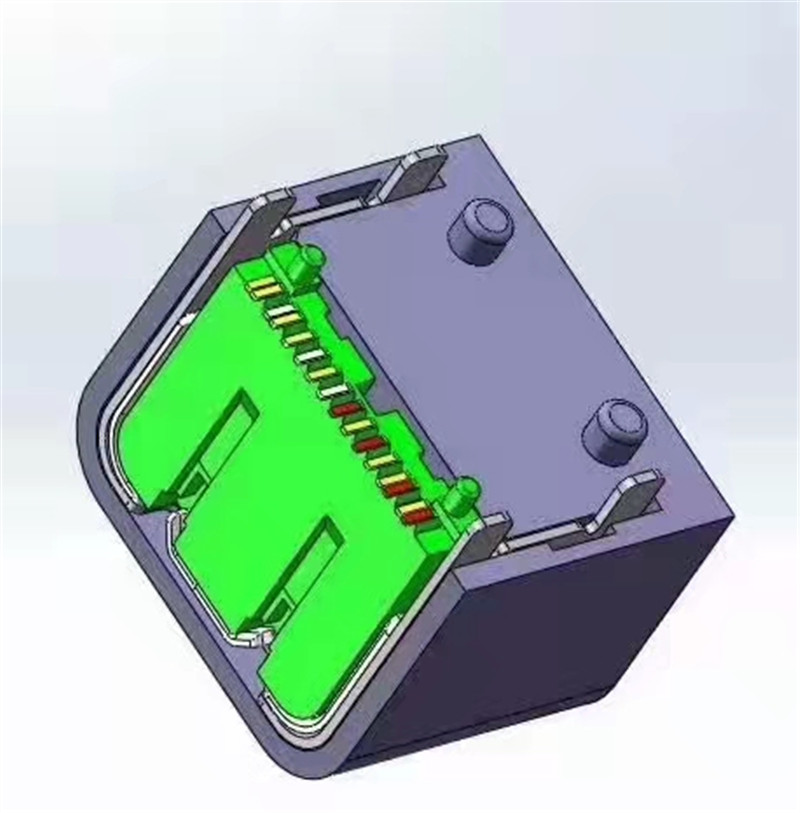 C型USB4全包式母座加高连接器，16pin带壳销